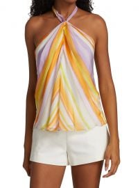 Fern Stripe Silk Halter Top at Saks Fifth Avenue